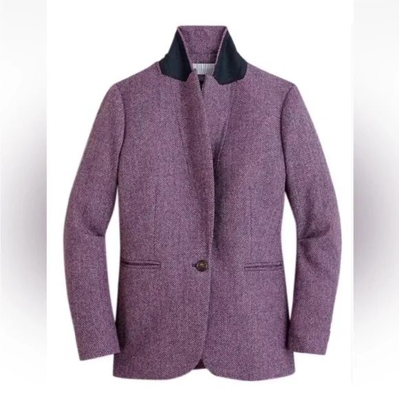 J.Crew Parke Blazer Jacket Sz 2 Purple Herringbone English Wool - Picture 2 of 16